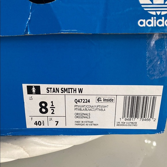 😍Adidas Originals Stan Smith Sneakers 👟 White/Collegiate Navy - 8.5 - Picture 8 of 9